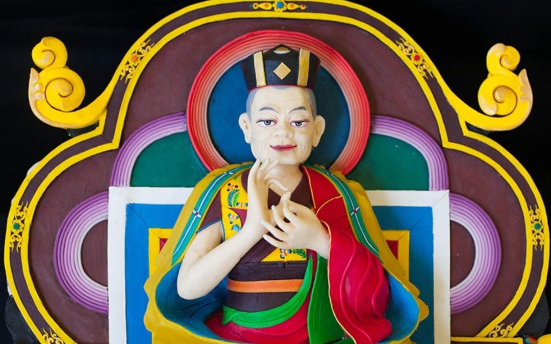 Tibetan torma butter sculpture in image of a Buddhist teacher